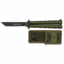 Couteau Papillon K25 Lame Revêtement Titane Manche Vert