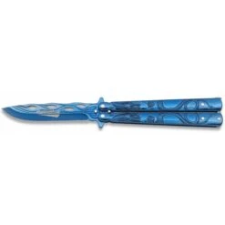 Couteau Papillon Rainblue Manche Bleu Motif Dragon